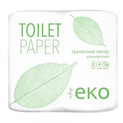 Туалетний папір EKO білий 2шари 150 відривів, 4 рул./уп.